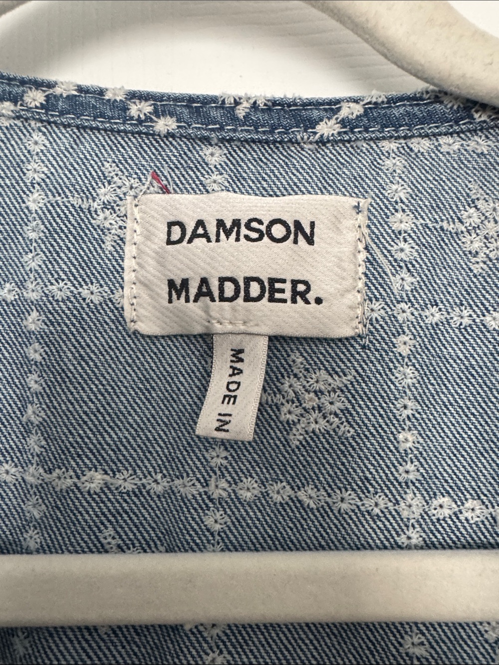 Damson Madder Blue Embroidered Denim Tie-Front Vest - Picture 2 of 5